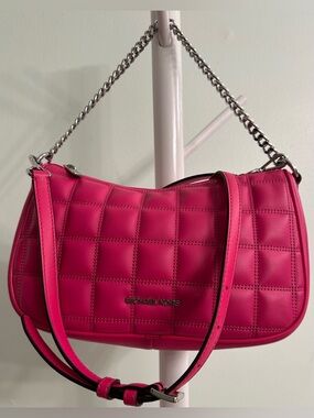 Michael Kors Women's Quilted Shoulder Crossbody Bag in Hot Pink Mint